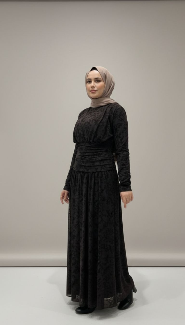 Bürem Butik Elara Zarif Dantel Siyah Elbise